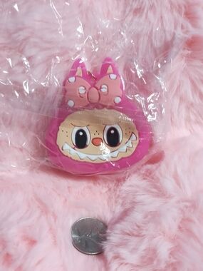 Kids Pink  Or Green Character Coin Pouch - Cute Bow Design w/Keyring